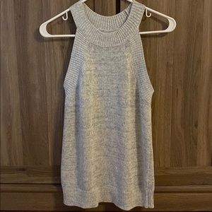 Heathered light blue/gray sweater tank top